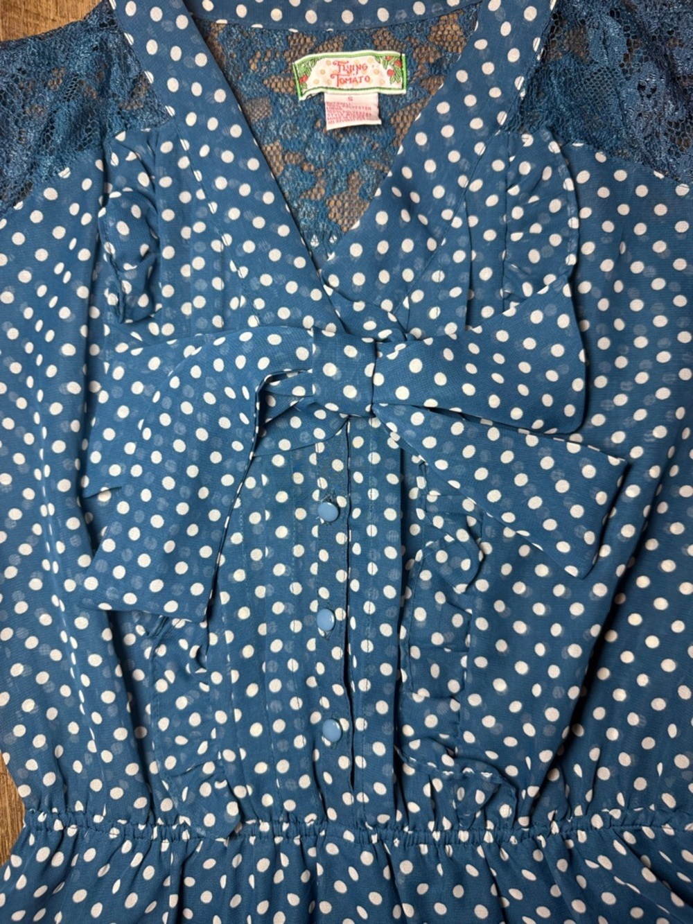 Flying Tomato Women’s Blue Polka Dot Dress Size Small - Picture 5 of 14